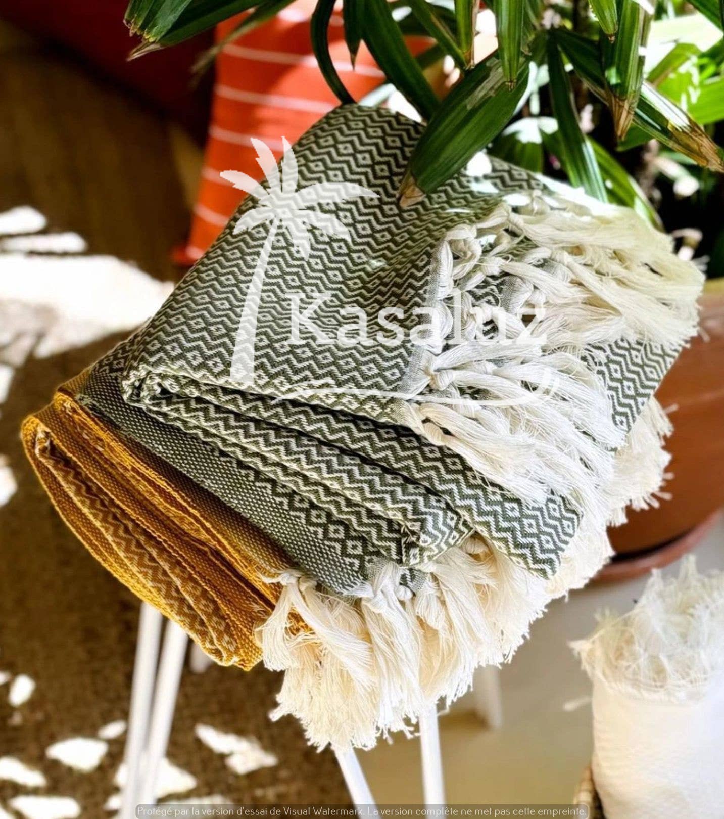 Fouta-Strandtuch Ronda – Entenblau – Oeko‑Tex‑Standard‑zertifiziert