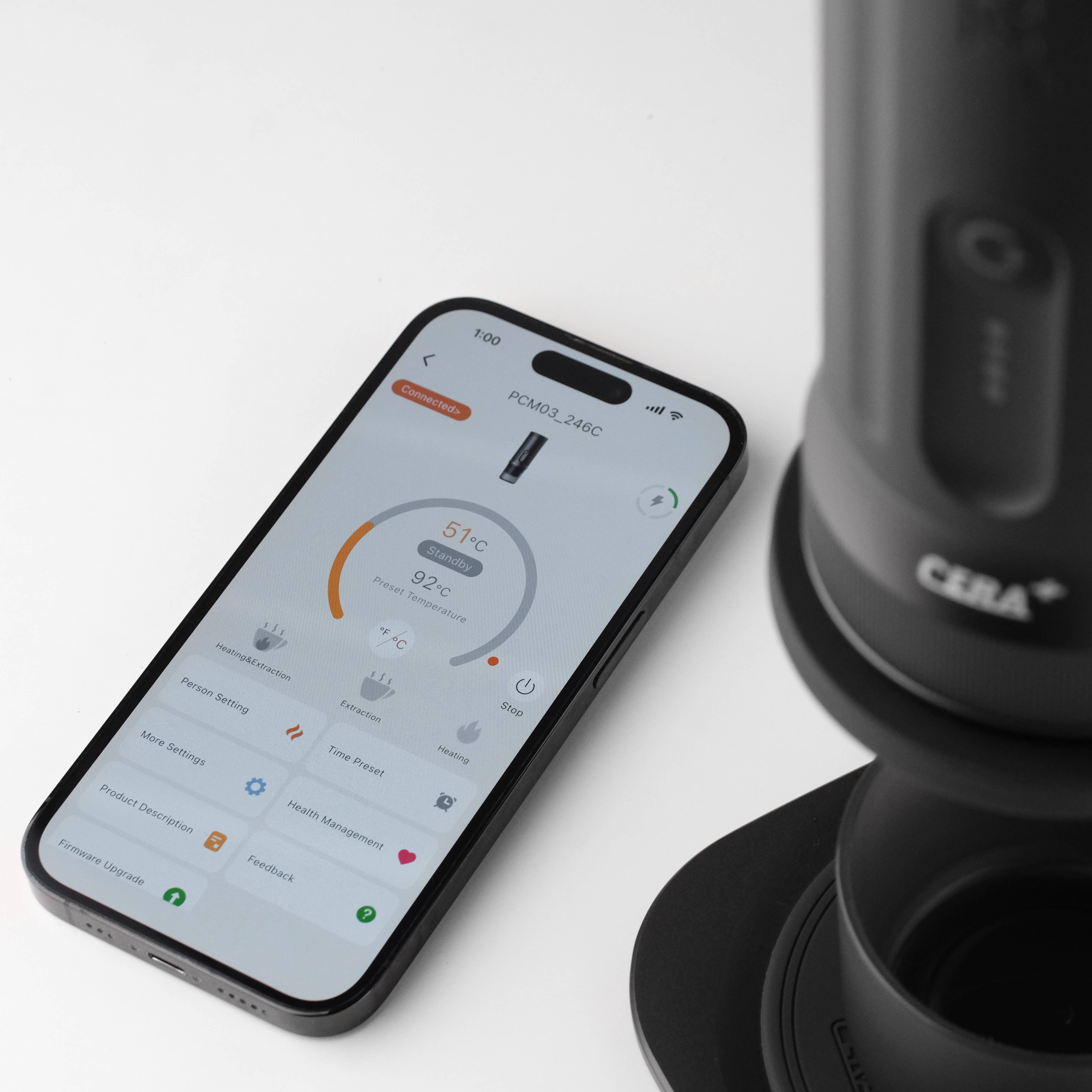 Ceramax - smarte tragbare Espressomaschine - App-Steuerung
