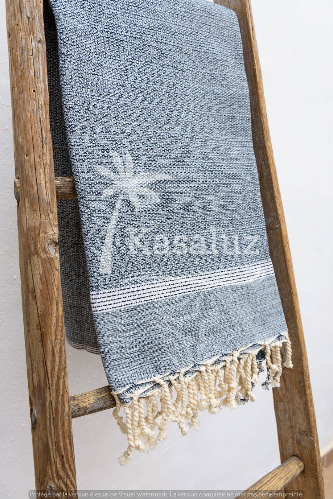 Fouta Bohemia Blau-Grau Honigwabe 100 % Baumwolle
