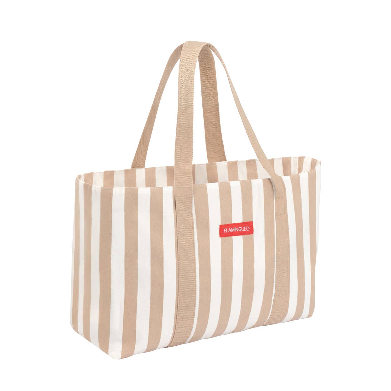 Große beige Strandtasche mit Reißverschluss