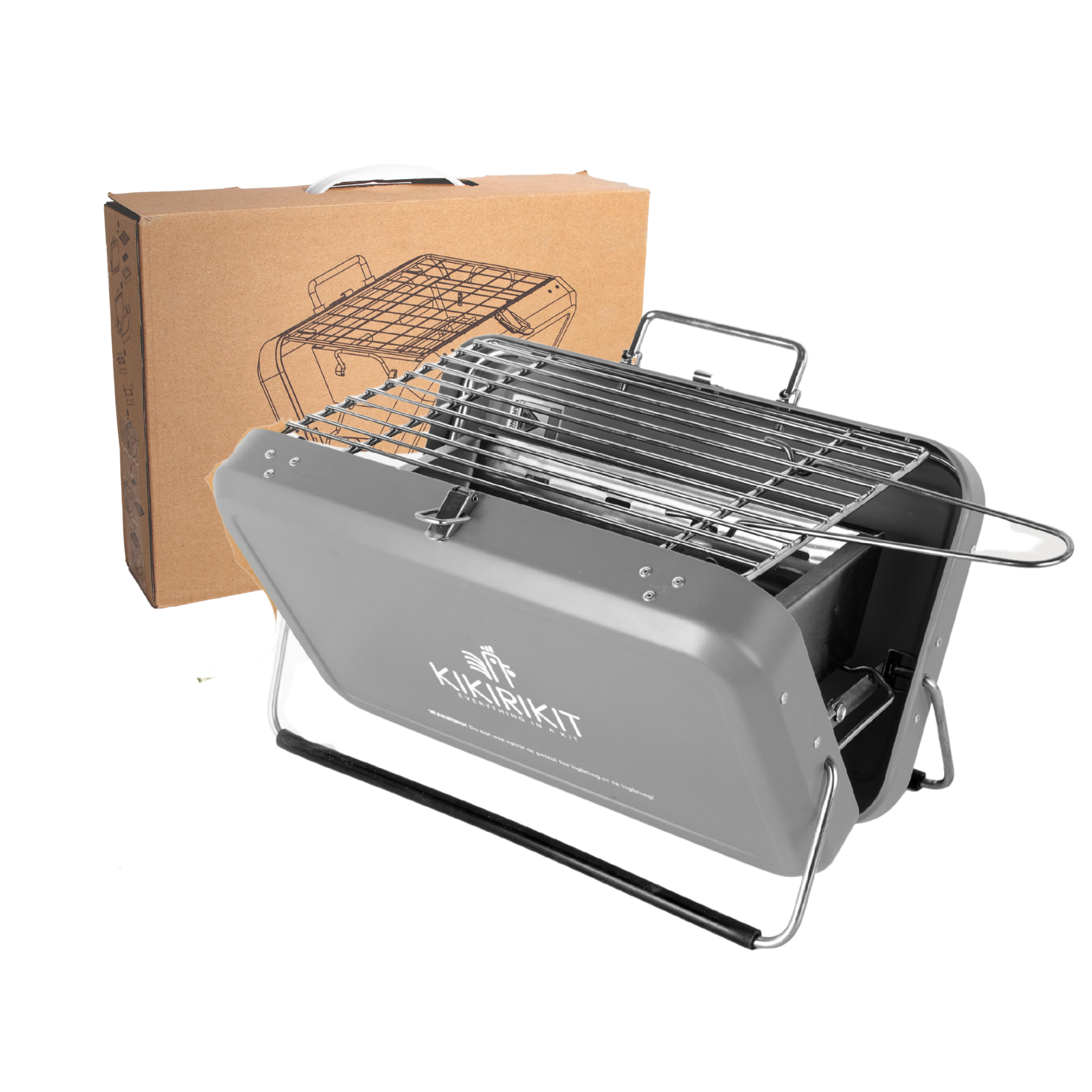 KIKIRIKIT Tragbarer klappbarer Grill Basic Kit in Grau