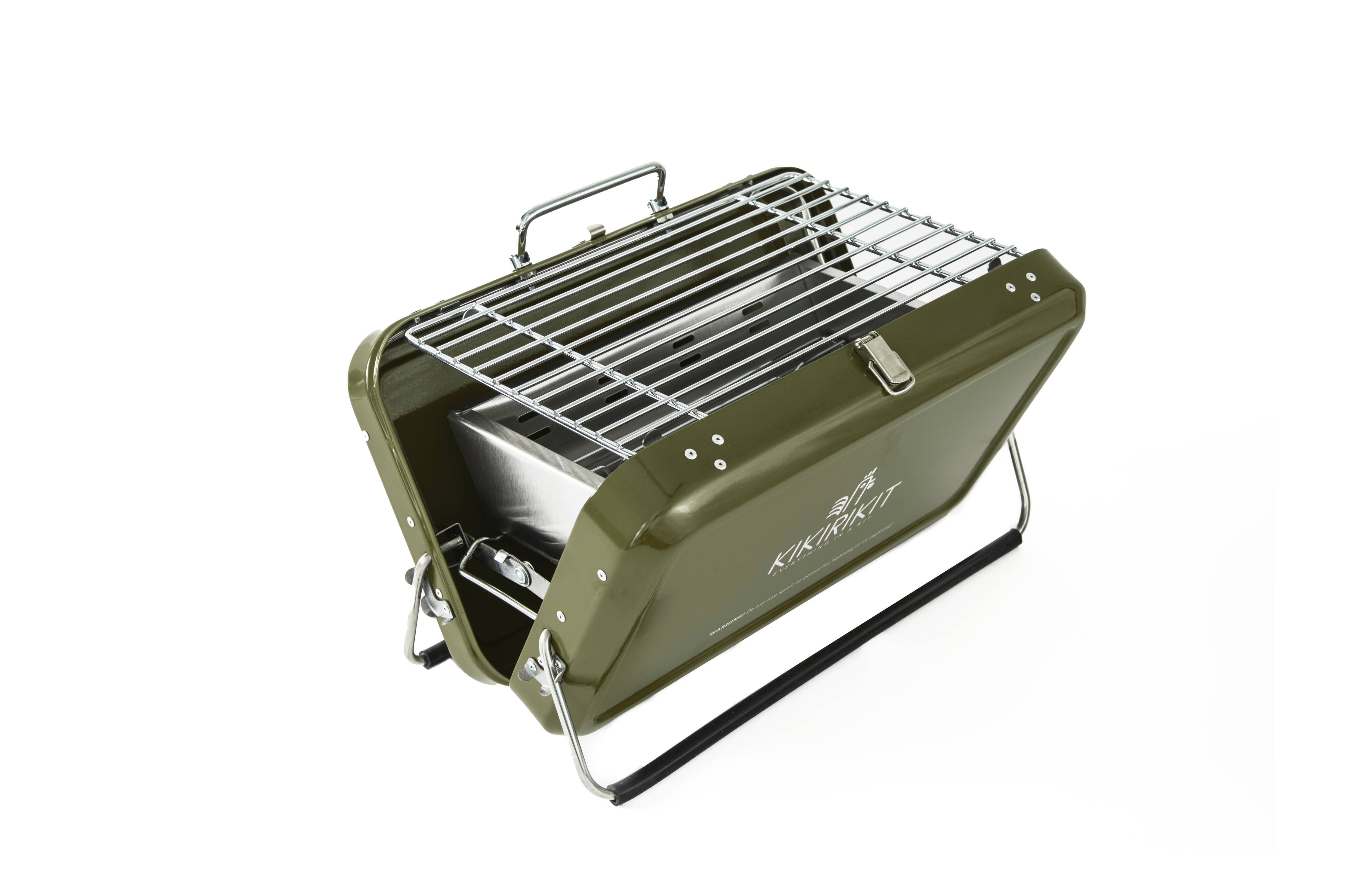KIKIRIKIT Tragbarer zusammenklappbarer Holzkohlegrill in Jagdgrün