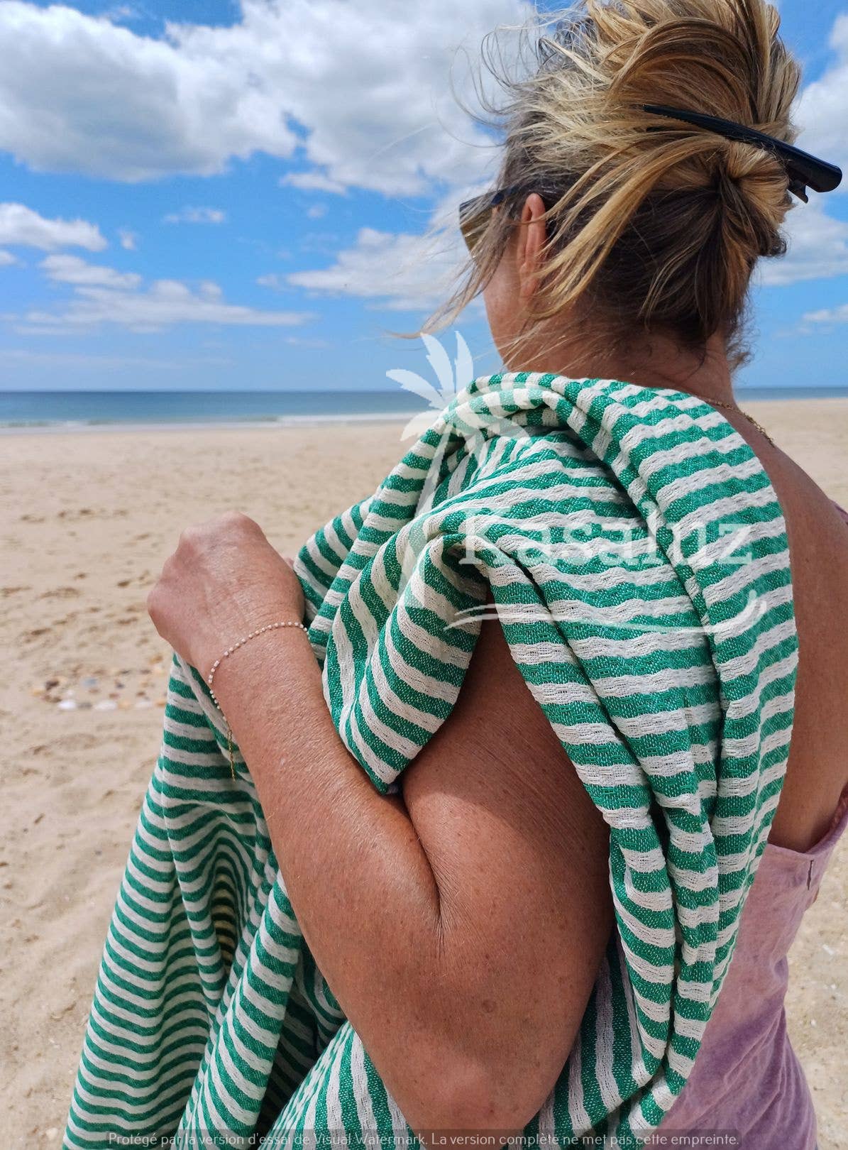 Fouta Atlántico Curry aus 100% Baumwolle mit Bienenwabe