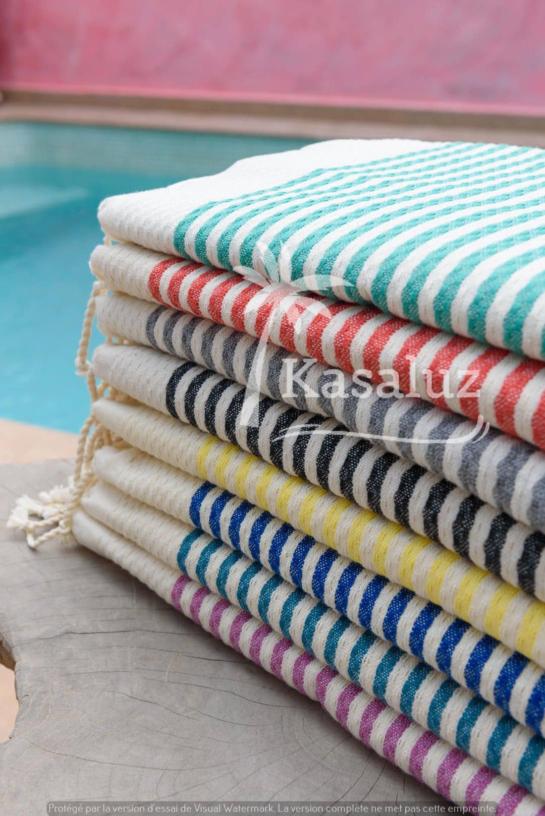 Fouta Atlántico Entenblau Wabenmuster 100 % Baumwolle