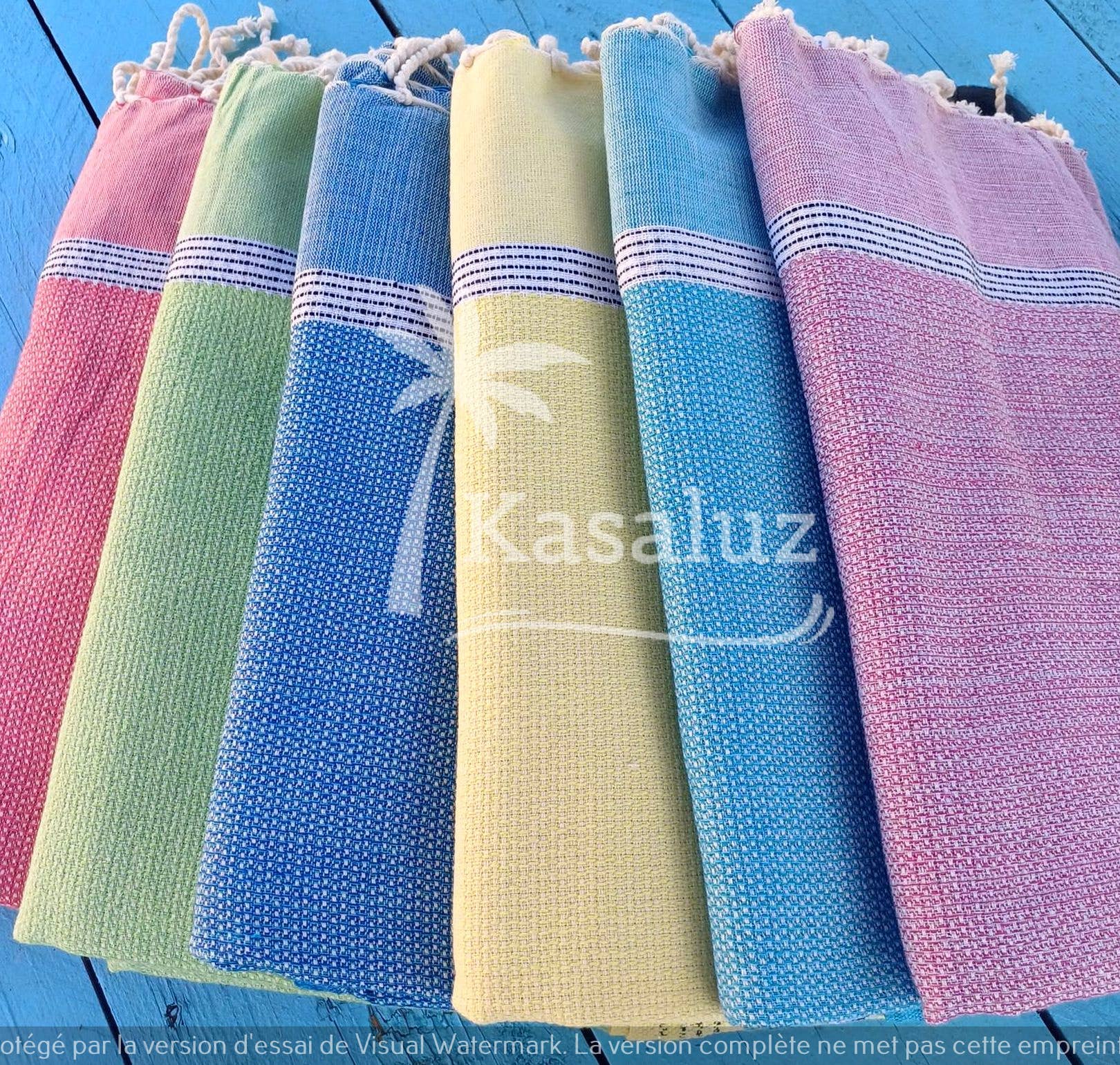 Fouta Bohemia Blau-Grau Honigwabe 100 % Baumwolle