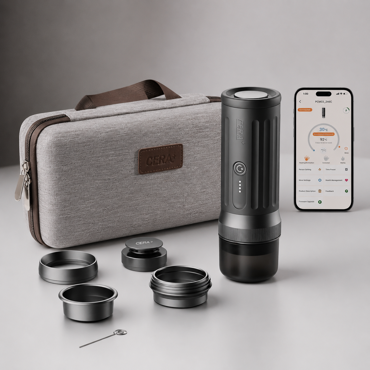 Ceramax - smarte tragbare Espressomaschine - App-Steuerung