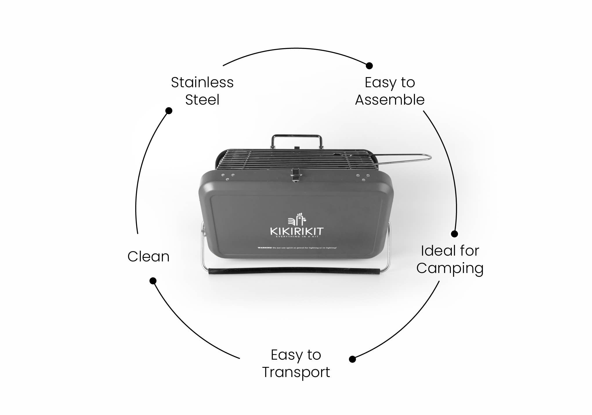 KIKIRIKIT Tragbarer klappbarer Grill Basic Kit in Grau