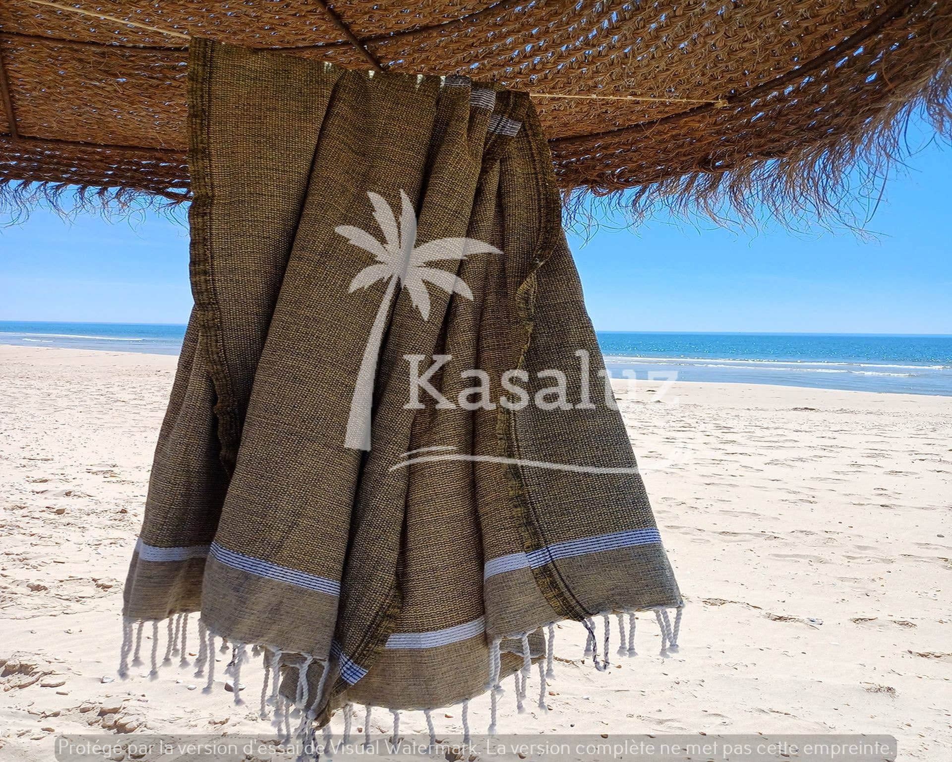 Fouta Bohemia Blau-Grau Honigwabe 100 % Baumwolle